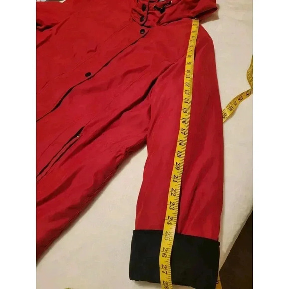 FS Limited Womens Large Red Hooded Long Sleeve Pockets FullZip Snaps Old Money - Picture 8 of 8